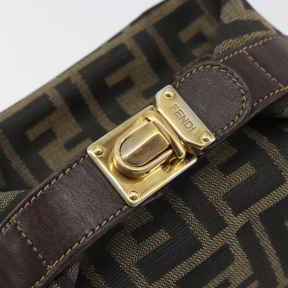 FENDI Zucca Canvas Pouch Black Brown Auth 163994