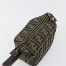 FENDI Zucca Canvas Pouch Black Brown Auth 163994-10