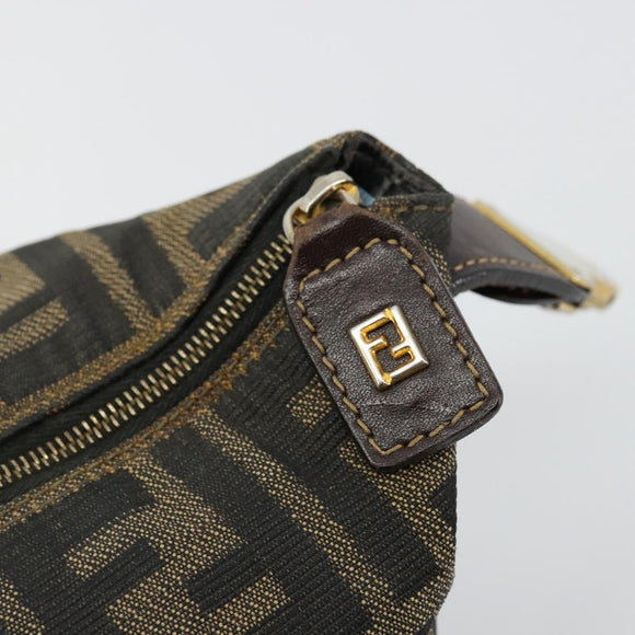 FENDI Zucca Canvas Pouch Black Brown Auth 163994