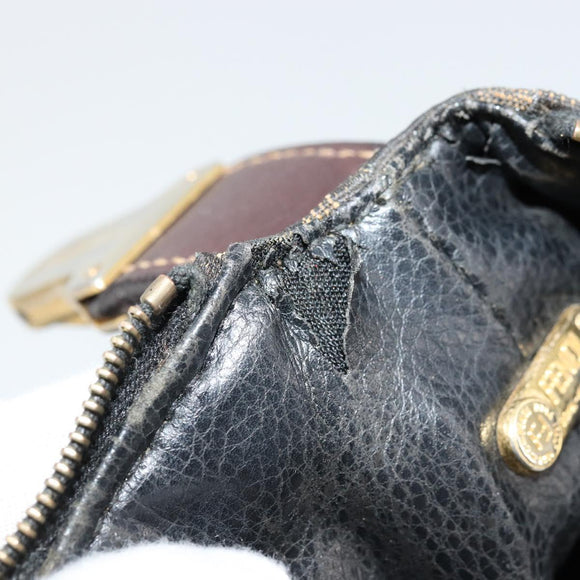 FENDI Zucca Canvas Pouch Black Brown Auth 163994