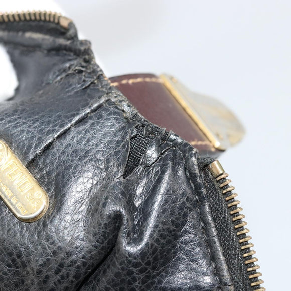 FENDI Zucca Canvas Pouch Black Brown Auth 163994