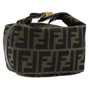 FENDI Zucca Canvas Pouch Black Brown Auth 163994-1