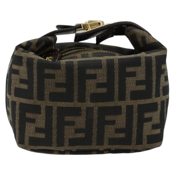 FENDI Zucca Canvas Pouch Black Brown Auth 163994