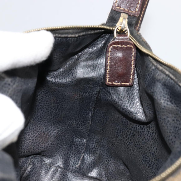 FENDI Zucca Canvas Pouch Black Brown Auth 163994