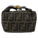 FENDI Zucca Canvas Pouch Black Brown Auth 163994-2