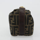FENDI Zucca Canvas Pouch Black Brown Auth 163994-3