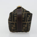 FENDI Zucca Canvas Pouch Black Brown Auth 163994-4