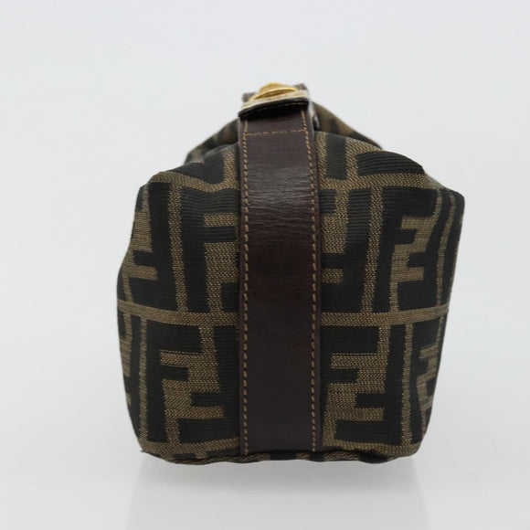 FENDI Zucca Canvas Pouch Black Brown Auth 163994