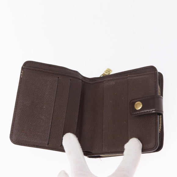 LOUIS VUITTON Damier Ebene Compact Zip Wallet N61668 LV Auth 163998