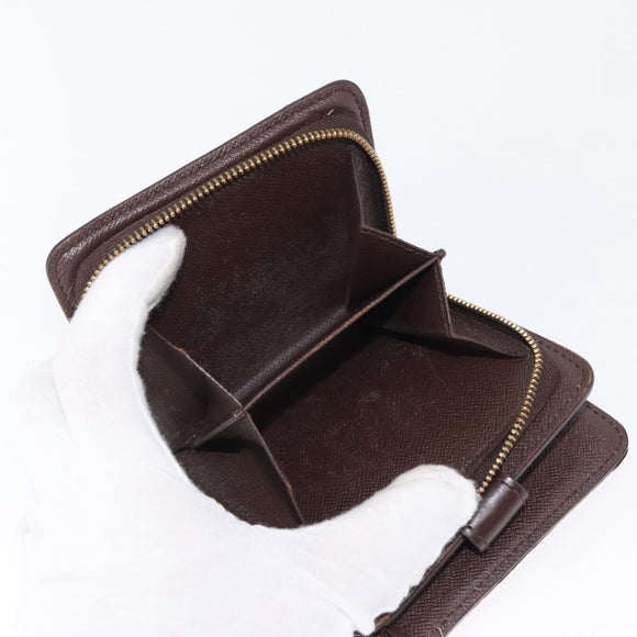 LOUIS VUITTON Damier Ebene Compact Zip Wallet N61668 LV Auth 163998