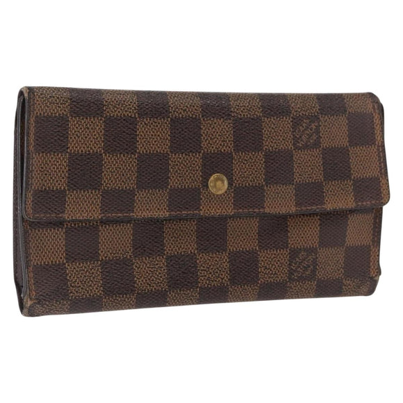 LOUIS VUITTON Damier Ebene Portefeuille International Wallet N61217 Auth 163999