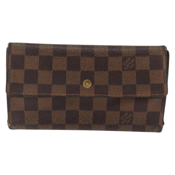 LOUIS VUITTON Damier Ebene Portefeuille International Wallet N61217 Auth 163999