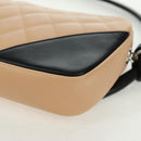 CHANEL Cambon Line Matelasse Bag Lamb Skin Beige Black CC Auth 164004SAM-11