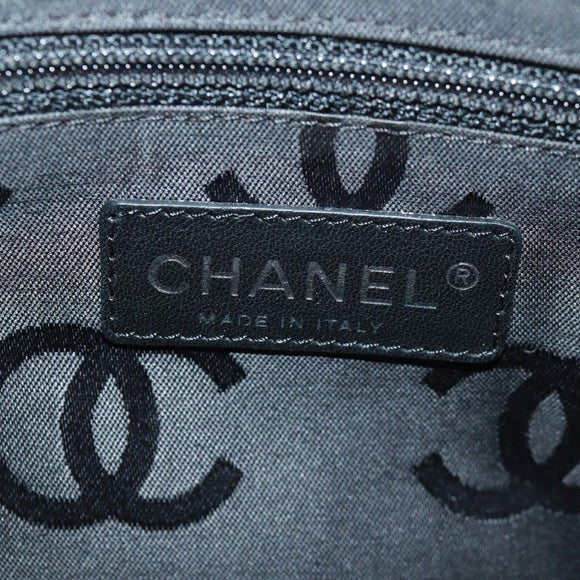 CHANEL Cambon Line Matelasse Bag Lamb Skin Beige Black CC Auth 164004SAM