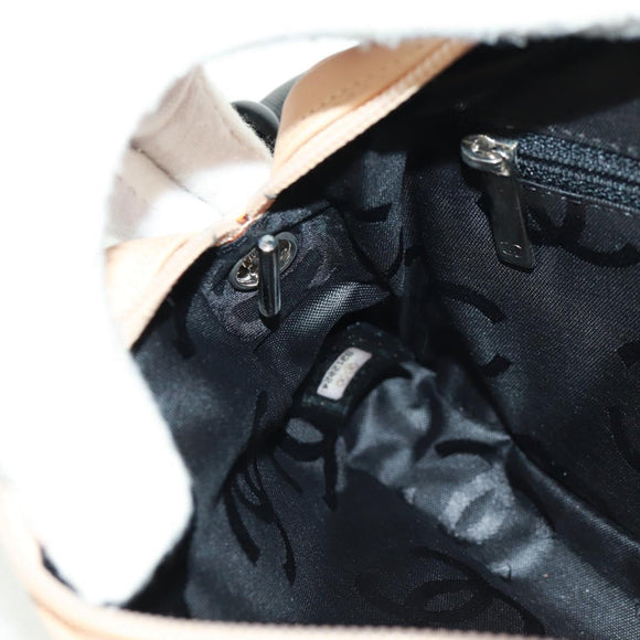 CHANEL Cambon Line Matelasse Bag Lamb Skin Beige Black CC Auth 164004SAM