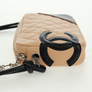 CHANEL Cambon Line Matelasse Bag Lamb Skin Beige Black CC Auth 164004SAM-4