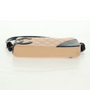CHANEL Cambon Line Matelasse Bag Lamb Skin Beige Black CC Auth 164004SAM-9