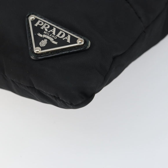 PRADA Shoulder Bag Nylon Black Silver Auth 164007