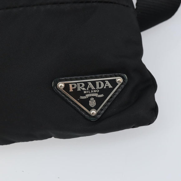 PRADA Shoulder Bag Nylon Black Silver Auth 164007
