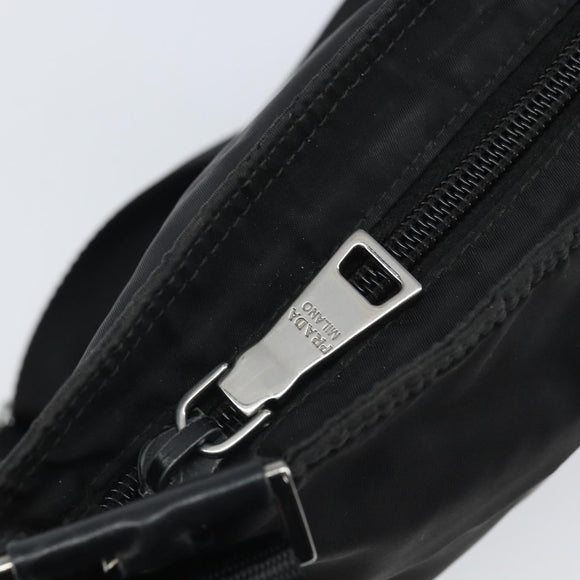 PRADA Shoulder Bag Nylon Black Silver Auth 164007