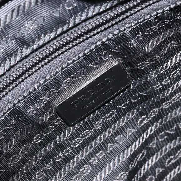 PRADA Shoulder Bag Nylon Black Silver Auth 164007