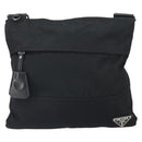 PRADA Shoulder Bag Nylon Black Silver Auth 164007-13