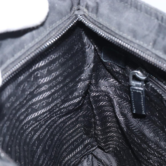 PRADA Shoulder Bag Nylon Black Silver Auth 164007