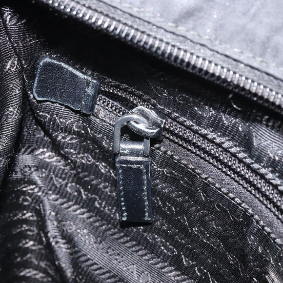 PRADA Shoulder Bag Nylon Black Silver Auth 164007