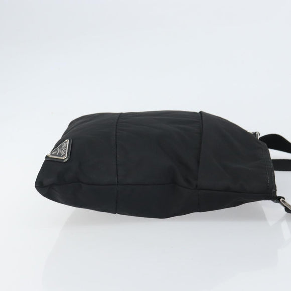 PRADA Shoulder Bag Nylon Black Silver Auth 164007