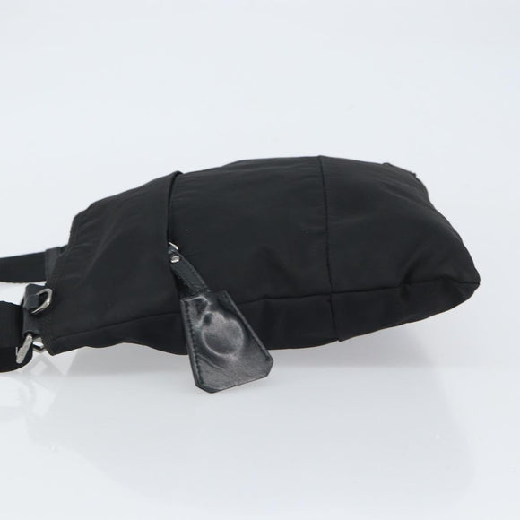 PRADA Shoulder Bag Nylon Black Silver Auth 164007