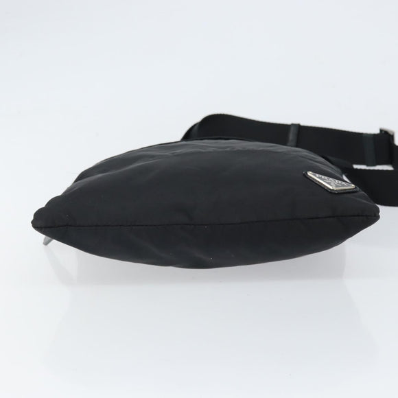 PRADA Shoulder Bag Nylon Black Silver Auth 164007