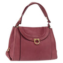 Salvatore Ferragamo Gancini Shoulder Bag Leather Pink Gold Auth 164008-1