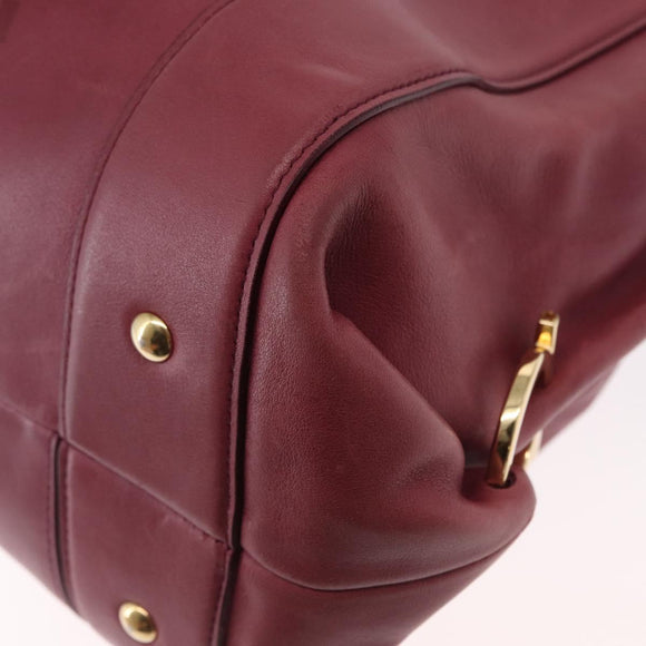 Salvatore Ferragamo Gancini Shoulder Bag Leather Pink Gold Auth 164008