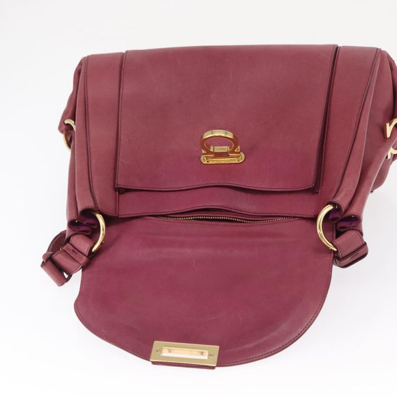 Salvatore Ferragamo Gancini Shoulder Bag Leather Pink Gold Auth 164008