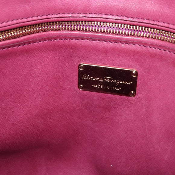 Salvatore Ferragamo Gancini Shoulder Bag Leather Pink Gold Auth 164008