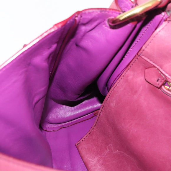 Salvatore Ferragamo Gancini Shoulder Bag Leather Pink Gold Auth 164008
