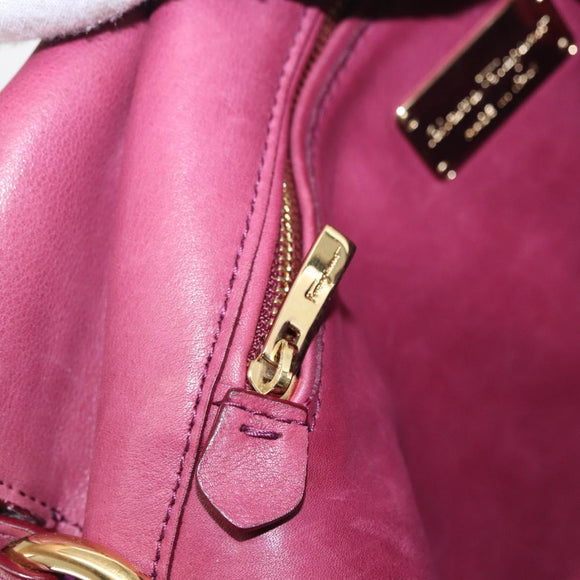 Salvatore Ferragamo Gancini Shoulder Bag Leather Pink Gold Auth 164008