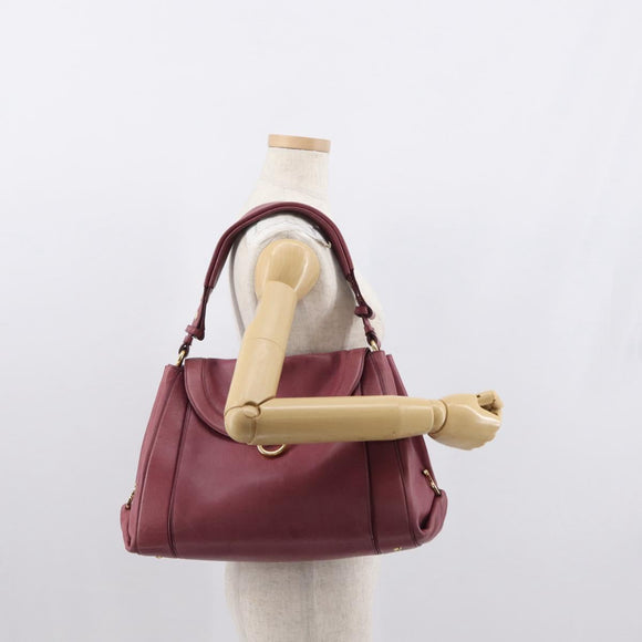 Salvatore Ferragamo Gancini Shoulder Bag Leather Pink Gold Auth 164008