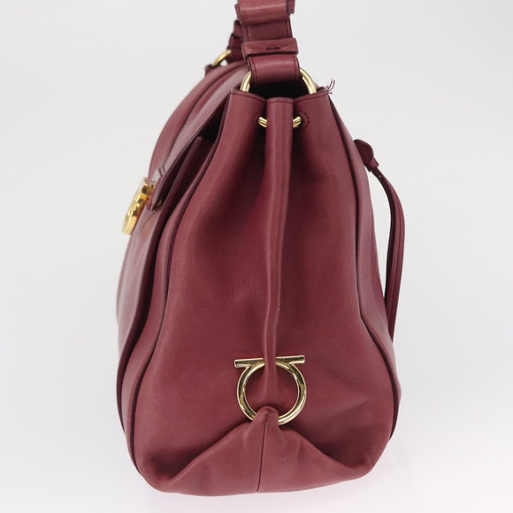 Salvatore Ferragamo Gancini Shoulder Bag Leather Pink Gold Auth 164008
