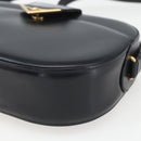 CARTIER Shoulder Bag Leather Navy Gold Auth 164015V-8