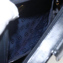 CARTIER Shoulder Bag Leather Navy Gold Auth 164015V-22