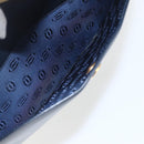 CARTIER Shoulder Bag Leather Navy Gold Auth 164015V-23