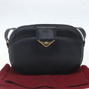 CARTIER Shoulder Bag Leather Navy Gold Auth 164015V-12