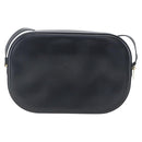 CARTIER Shoulder Bag Leather Navy Gold Auth 164015V-2