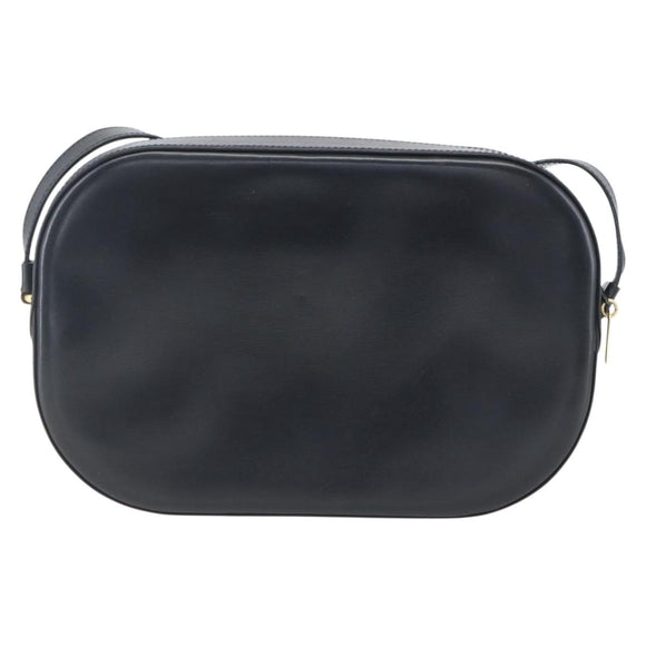 CARTIER Shoulder Bag Leather Navy Gold Auth 164015V