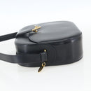 CARTIER Shoulder Bag Leather Navy Gold Auth 164015V-3