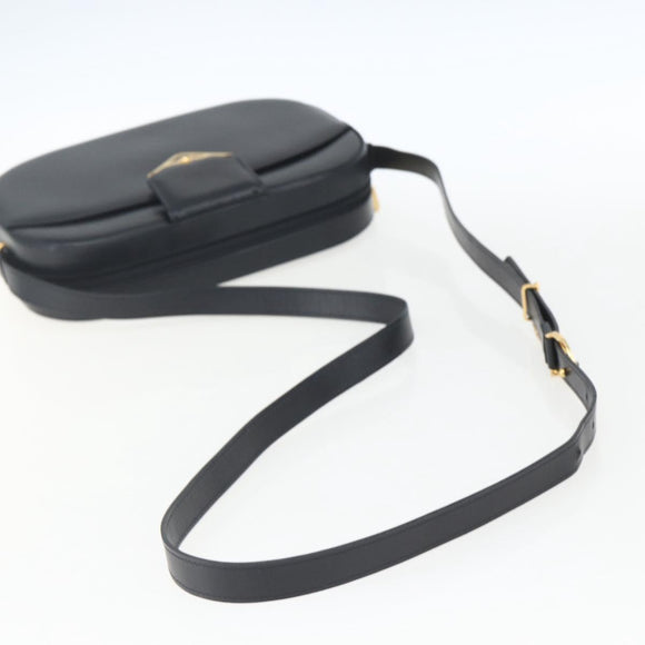 CARTIER Shoulder Bag Leather Navy Gold Auth 164015V