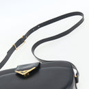 CARTIER Shoulder Bag Leather Navy Gold Auth 164015V-14
