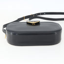 CARTIER Shoulder Bag Leather Navy Gold Auth 164015V-5