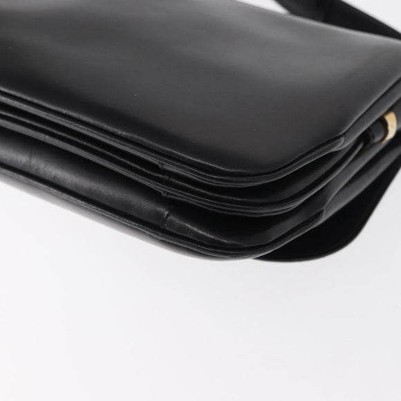 CELINE Shoulder Bag Leather Black Gold Auth 164016